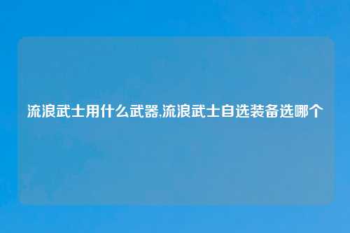 流浪武士用什么武器,流浪武士自选装备选哪个