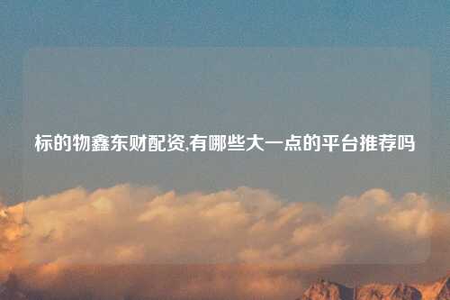 标的物鑫东财配资,有哪些大一点的平台推荐吗