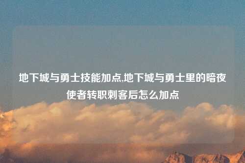地下城与勇士技能加点,地下城与勇士里的暗夜使者转职刺客后怎么加点
