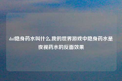 dnf隐身药水叫什么,我的世界游戏中隐身药水是夜视药水的反面效果