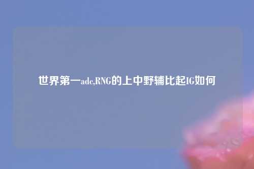 世界第一adc,RNG的上中野辅比起IG如何