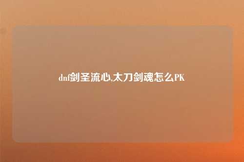 dnf剑圣流心,太刀剑魂怎么PK
