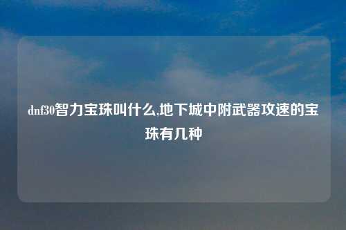 dnf30智力宝珠叫什么,地下城中附武器攻速的宝珠有几种