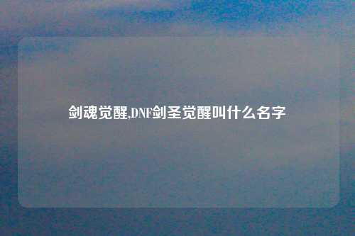 剑魂觉醒,DNF剑圣觉醒叫什么名字