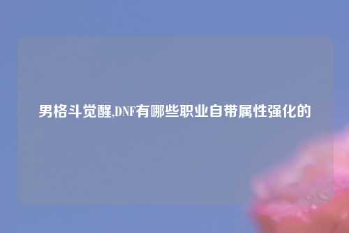 男格斗觉醒,DNF有哪些职业自带属性强化的