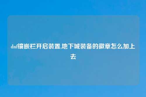 dnf镶嵌栏开启装置,地下城装备的徽章怎么加上去