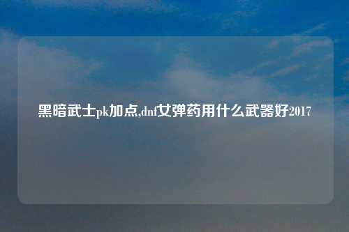 黑暗武士pk加点,dnf女弹药用什么武器好2017