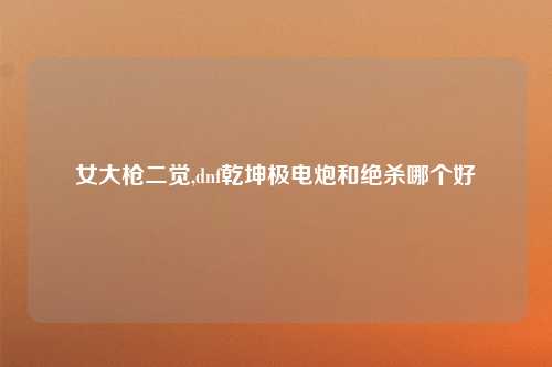 女大枪二觉,dnf乾坤极电炮和绝杀哪个好