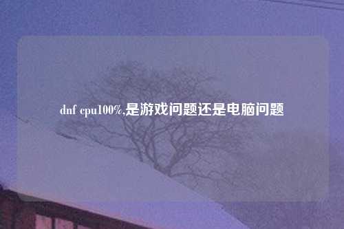 dnf cpu100%,是游戏问题还是电脑问题