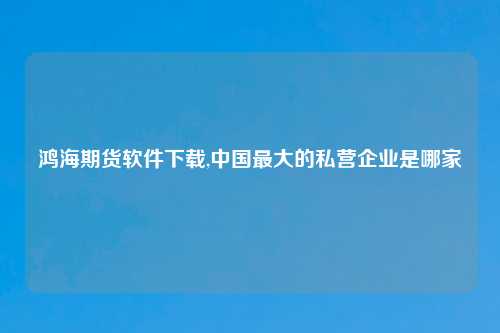 鸿海期货软件下载,中国最大的私营企业是哪家
