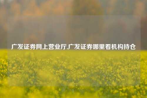 广发证券网上营业厅,广发证券哪里看机构持仓