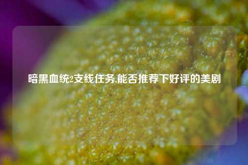 暗黑血统2支线任务,能否推荐下好评的美剧