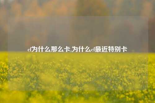 cf为什么那么卡,为什么cf最近特别卡