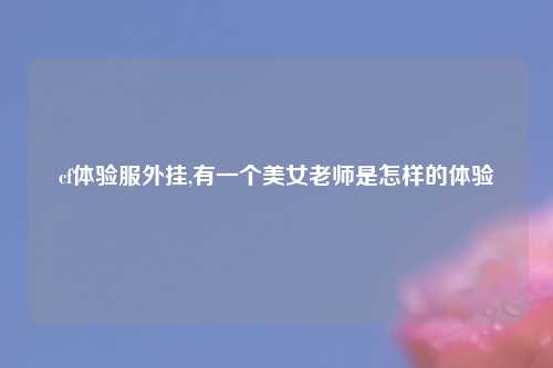 cf体验服外挂,有一个美女老师是怎样的体验