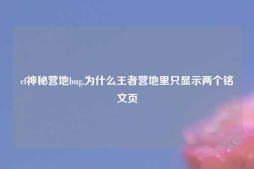 cf神秘营地bug,为什么王者营地里只显示两个铭文页