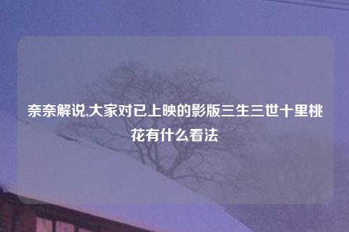 奈奈解说,大家对已上映的影版三生三世十里桃花有什么看法