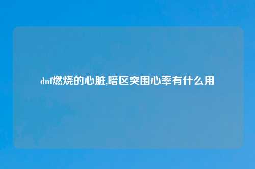dnf燃烧的心脏,暗区突围心率有什么用