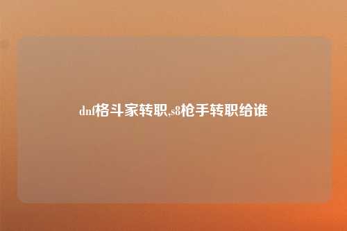 dnf格斗家转职,s8枪手转职给谁