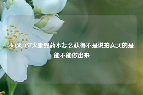 dnf火,DNF火蜥蜴药水怎么获得不是说拍卖买的是能不能做出来