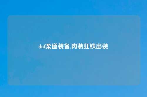 dnf柔道装备,肉装狂铁出装