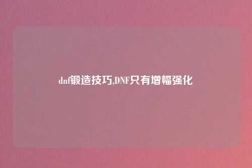 dnf锻造技巧,DNF只有增幅强化