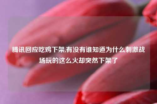 腾讯回应吃鸡下架,有没有谁知道为什么刺激战场玩的这么火却突然下架了