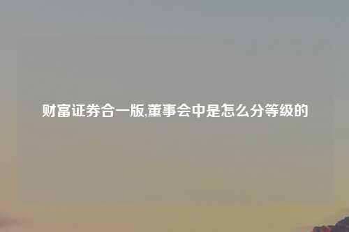 财富证券合一版,董事会中是怎么分等级的