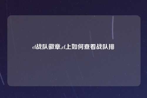 cf战队徽章,cf上如何查看战队排
