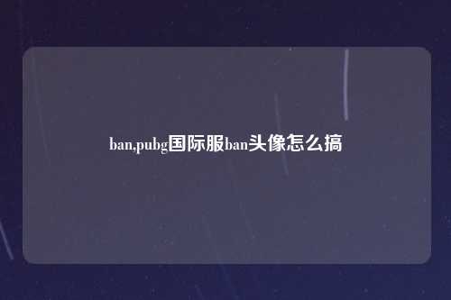 ban,pubg国际服ban头像怎么搞