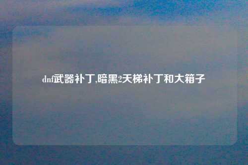 dnf武器补丁,暗黑2天梯补丁和大箱子
