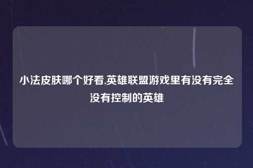 小法皮肤哪个好看,英雄联盟游戏里有没有完全没有控制的英雄