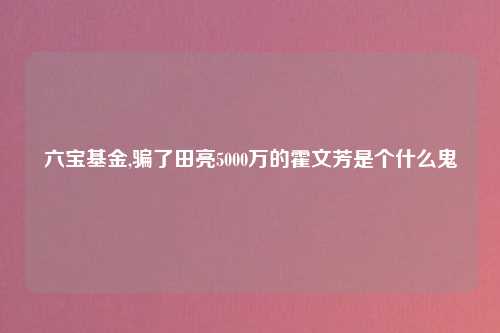 六宝基金,骗了田亮5000万的霍文芳是个什么鬼