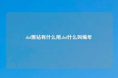 dnf黑钻有什么用,dnf什么叫编年