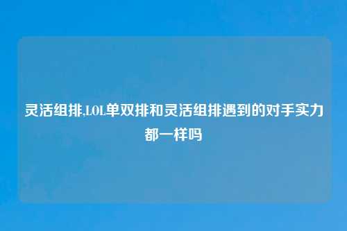 灵活组排,LOL单双排和灵活组排遇到的对手实力都一样吗