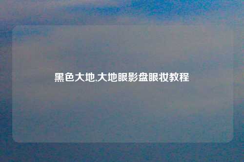 黑色大地,大地眼影盘眼妆教程