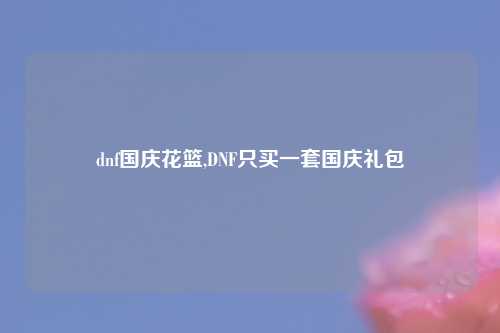 dnf国庆花篮,DNF只买一套国庆礼包