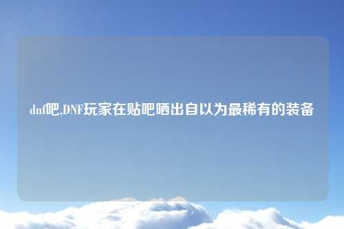 dnf吧,DNF玩家在贴吧晒出自以为最稀有的装备