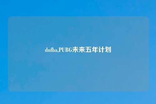 dnfba,PUBG未来五年计划