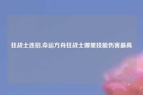 狂战士连招,命运方舟狂战士哪里技能伤害最高
