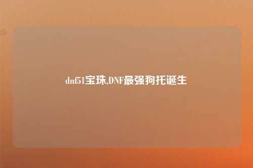 dnf51宝珠,DNF最强狗托诞生