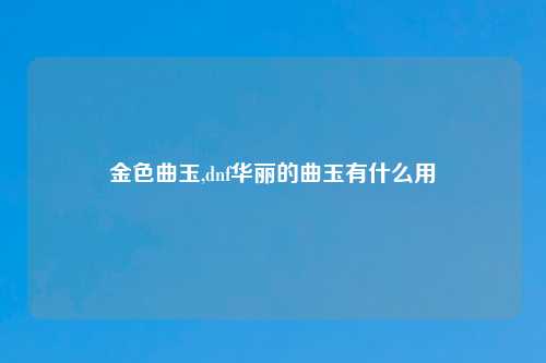 金色曲玉,dnf华丽的曲玉有什么用