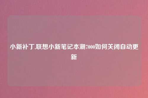 小新补丁,联想小新笔记本潮7000如何关闭自动更新