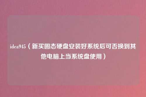 idea945（新买固态硬盘安装好系统后可否换到其他电脑上当系统盘使用）