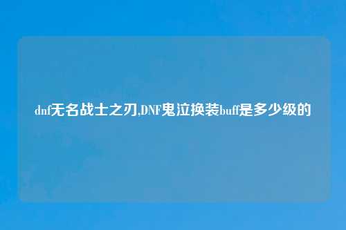dnf无名战士之刃,DNF鬼泣换装buff是多少级的