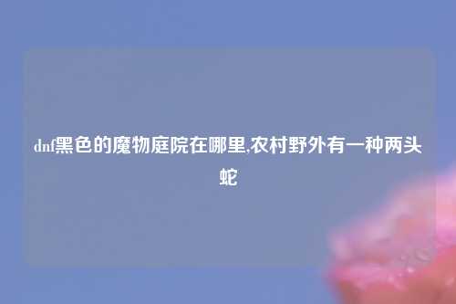 dnf黑色的魔物庭院在哪里,农村野外有一种两头蛇