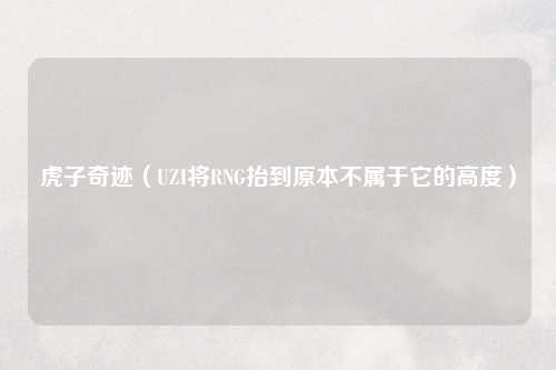虎子奇迹（UZI将RNG抬到原本不属于它的高度）