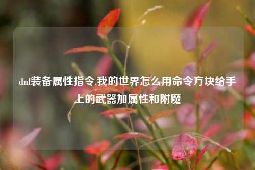 dnf装备属性指令,我的世界怎么用命令方块给手上的武器加属性和附魔