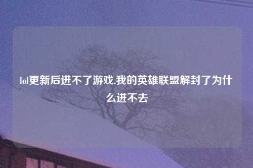 lol更新后进不了游戏,我的英雄联盟解封了为什么进不去