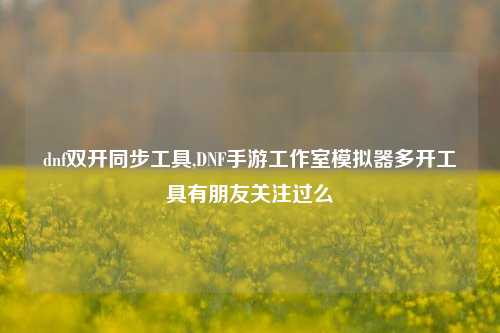 dnf双开同步工具,DNF手游工作室模拟器多开工具有朋友关注过么
