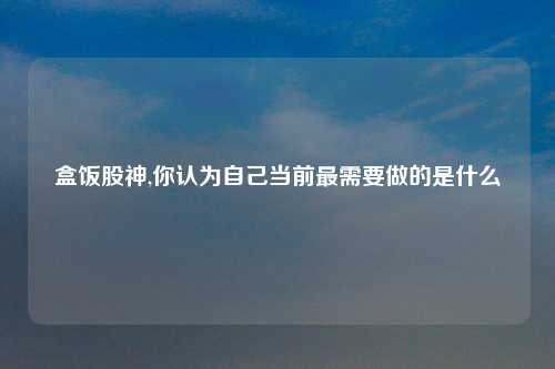 盒饭股神,你认为自己当前最需要做的是什么